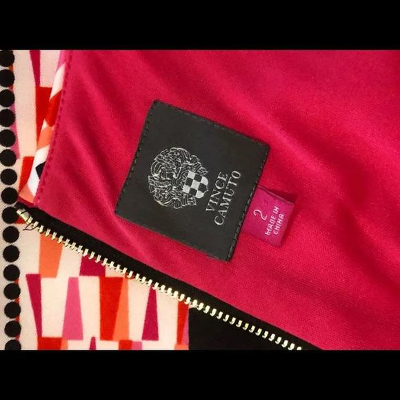Vince Camuto Geometric Scuba Dress Black Pink - Picture 7 of 8